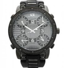 All Black 5 Time Zone Super Techno Diamond Watch