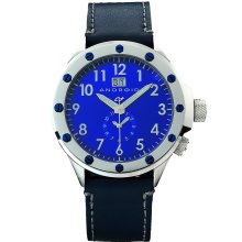 Android Mens Espionage Stainless Watch - Blue Leather Strap - Blue Dial - AD496ABU