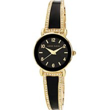 Anne Klein Black/Gold Crystal Bangle Bracelet Watch