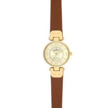 Anne Klein Goldtone Case W/Honey Leather Strap Women's