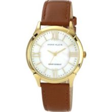Anne Klein Honey Gold Tone Case with Coordinating Honey Leather Strap