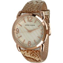 Anne Klein Tan Snakeskin Pattern Genuine Leather Strap Watch - Tan