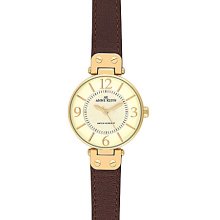 Anne Klein Watch, Womens Brown Leather Strap 10-9168IVBN