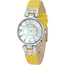Anne Klein Women's 10-9889MPYL Yellow Calf Skin Quartz Watch with Mother-Of-Pearl Dial