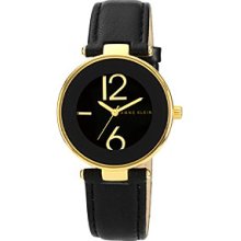 Anne Klein Women's Goldtone and Black Leather Strap Watch Women's