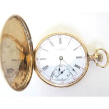 Antique 14k Solid Gold Waltham Pocket Watch,16s,15j,hunter Case, Run,84 Grams