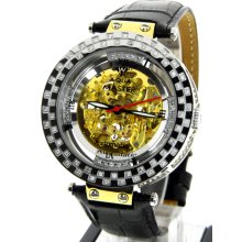 Aqua Master 1.25ct Automatic Men's Black Leather Watch W314-1