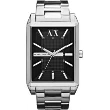 Armani Exchange Ax2110 Black Rectangle Dial Silver Stainless-steel Men's Watch