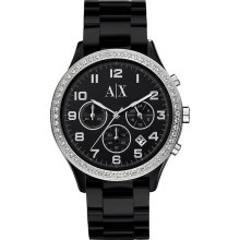 Armani Exchange Black Plastic Band Chronograph Women's Watch AX5104