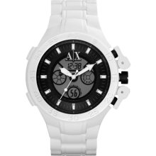 Armani Exchange White Matte Silicone Chronograph Watch, 50mm