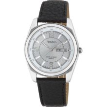 Armitron 201927Svbk Men'S 201927Svbk Silver-Tone Dress With Black Leather Strap Watch