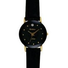 Armitron Ladies` Now Analog Watch W/ Black Leather Strap & Diamond Accent