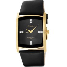 Armitron Mens Watch w/Goldtone Case, Swarovski Crystal Black Dial and