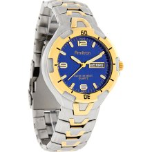 Armitron Quartz Mens Day/Date Blue Dial Two Tone Dress Watch 20/1745