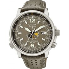 AS2020-11H - Citizen Promaster Eco-Drive Radio Military Euro Nighthawk Leather Pilots Watch