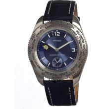 Atop Mens Wws World Timer Aluminum Watch - Black Rubber Strap - Blue Dial - ATOWWS-3A