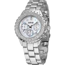 August Steiner Women's Crystal Mop Chronograph Bracelet Watch