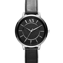 AX Armani Exchange Leather Strap Watch