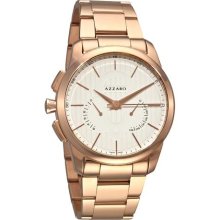 Azzaro Legend Chrono Mens White Dial Rose PVD Retrograde Watch