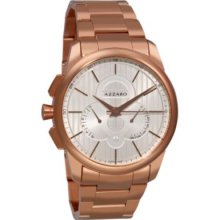 Azzaro Men s Legend Swiss Made Quartz Retrograde Rose-tone Stainless Steel Bracelet Watch WHITE