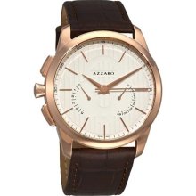 Azzaro Men's 'Legend Chrono' Brown Leather Strap Retrograde Watch