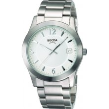 B3550-01 Boccia Mens White Dial Titanium Bracelet Watch