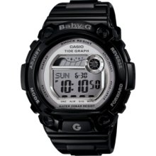 Baby-g Watch, Womens Digital Tide Graph Black Resin Strap 42x45mm BLX1