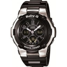 Baby-G Women's Quartz Watch With Black Dial Analogue - Digital Display And Black Resin Strap Bga-110-1B2er