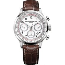 Baume and Mercier Capeland White Dial Chronograph Mens Watch M0A10082