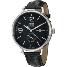 Bell & Ross Men's 'Vintage' Black Dial Black Leather Strap