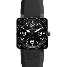Bell & Ross Men's Aviation BR01 Black Dial Watch BR01â€92 Black Ceramic Rubber