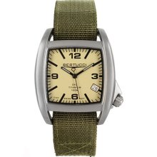 Bertucci C-1T Mens Watch - Titanium - Olive Nylon Strap - Desert Sand Dial - 16003