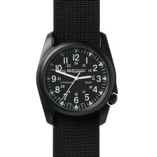 Bertucci Mens A-4T Vintage Yankee Analog Titanium Watch - Black Nylon Strap - Black Dial - 13415