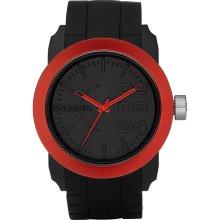 Black / Red Diesel Red Bezel Watch - Jewelry