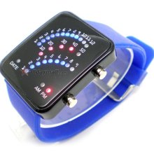 Blue Band 29 Blue and Red LED Sector Pattern LED Wrist Watch