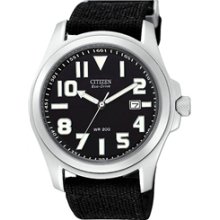 BM6400-00E (BM6400-18E) - Citizen Eco-Drive Military Black Canvas Sports 200m Watch