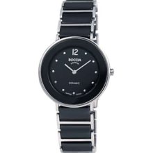 Boccia Ladies Black Circle Dial With Black Silver Ceramic Strap B3209-03 Watch