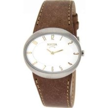 Boccia Ladies White Analog Dial Leather Strap B3165-01 Watch