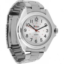 Boxx Mens Watch, Silver Tone Bracelet Strap, Silver Face, M024