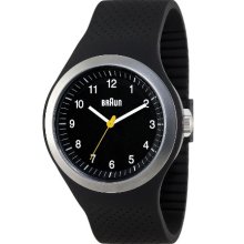 Braun Men's Quartz Watch With Black Dial Analogue Display And Black Silicone Strap Bn0111bkbkg