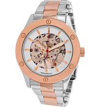 Breda Women's 'Addison' Mechanical See-through Watch (Two tone rose gold and silver)
