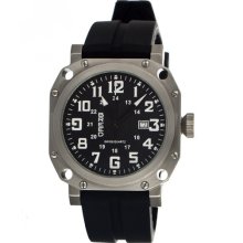 Breed Mens Bravo Analog Stainless Watch - Black Rubber Strap - Black Dial - BRD4002