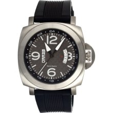 Breed Mens Gunar Analog Stainless Watch - Black Rubber Strap - Black Dial - BRD6003