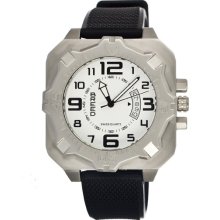 Breed Mens Ulysses Analog Stainless Watch - Black Rubber Strap - White Dial - BRD7002
