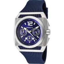 Breil Milano Mens Gear Chronograph Stainless Watch - Blue Rubber Strap - Blue Dial - TW0693