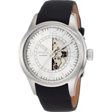 Breil Milano Mens New Globe Automatic Analog Stainless Watch - Black Leather Strap - Silver Dial - TW0778