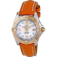 Breitling Cockpit Lady Mother of Pearl Diamond Dial Orange Sahara Leather Watch C7135612-A668ORSLT