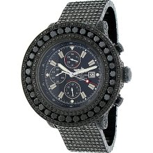 Breitling Super Avenger Mens Custom Watch with Black Diamonds 32.00 Ctw