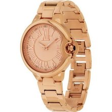 Bronzo Italia Roman Numeral Dial Bracelet Watch with Onyx Crown - Rose - One Size