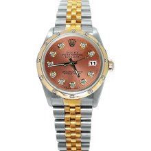 Brown diamond dial bezel pearlmaster Rolex datejust watch two tone jubilee - Brown - Stainless Steel